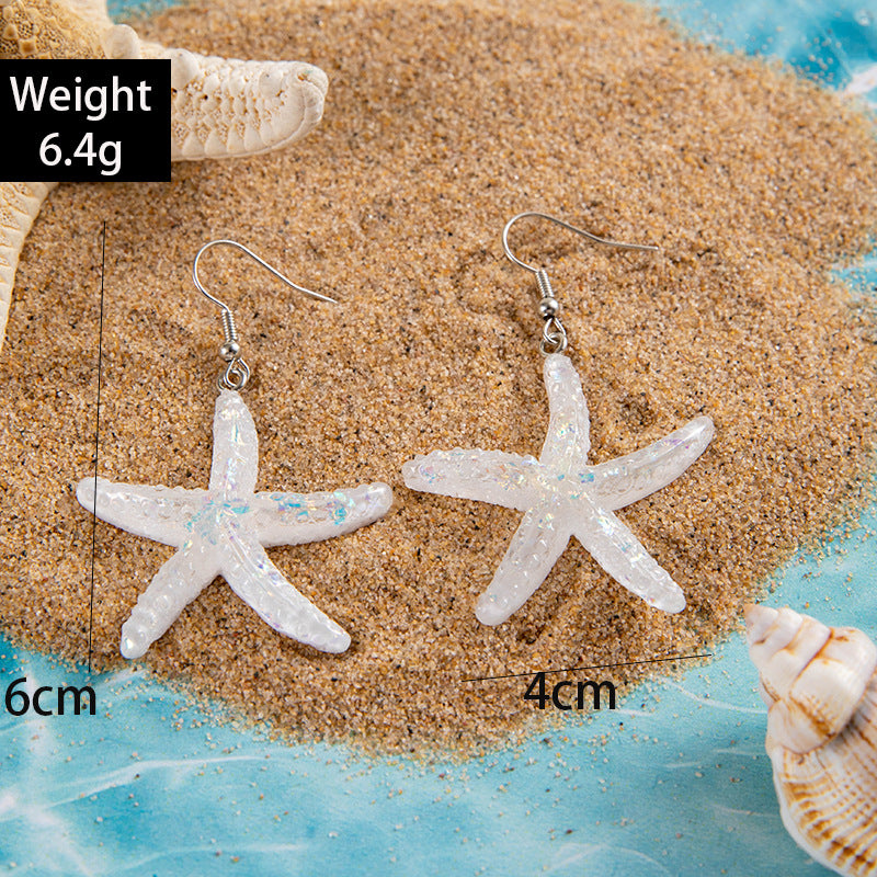 Wholesale Colorful Resin Starfish and Scallop Earrings